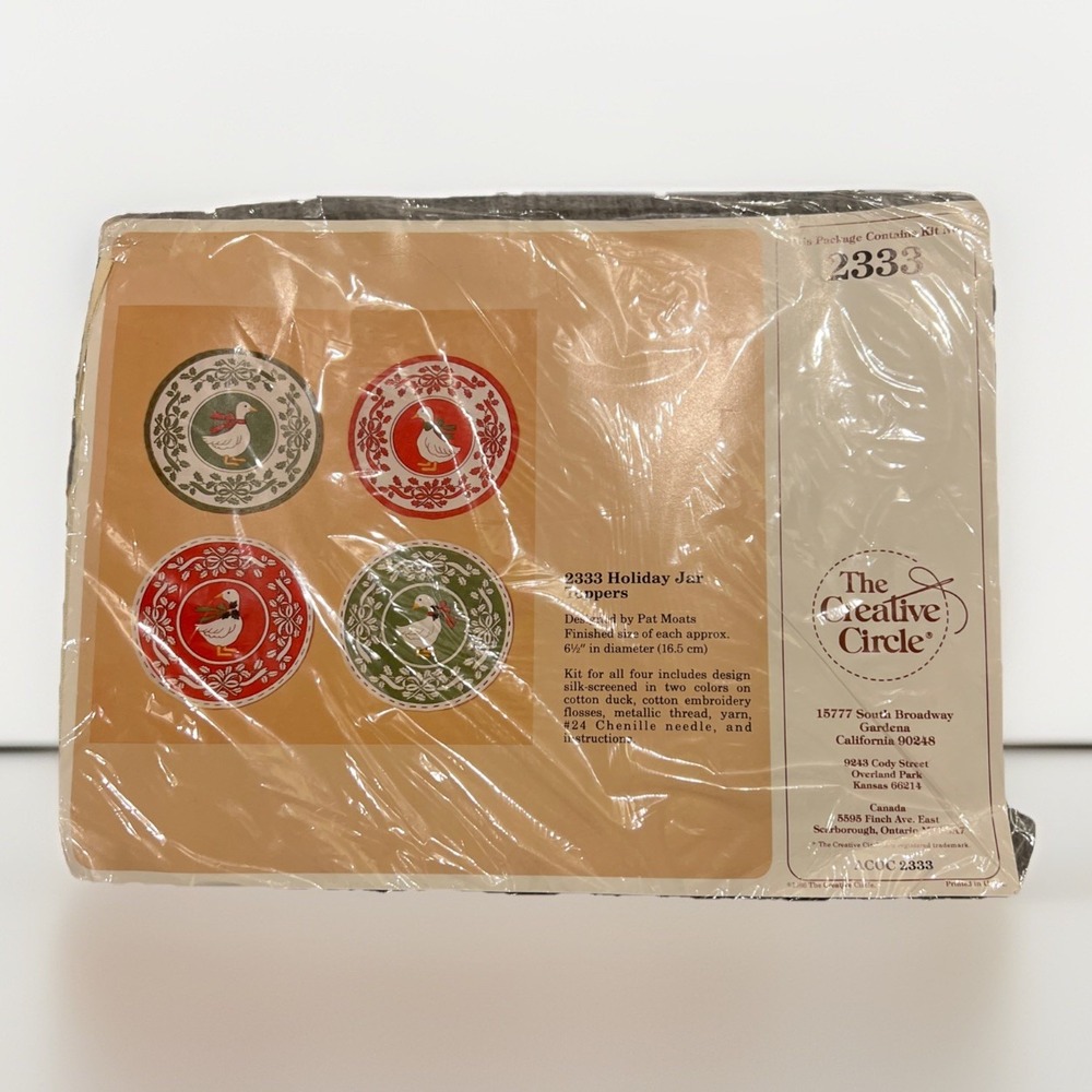 The Creative Circle Holiday Jar Toppers Cross Stitch Kit #2333 Goose‎ New 1986